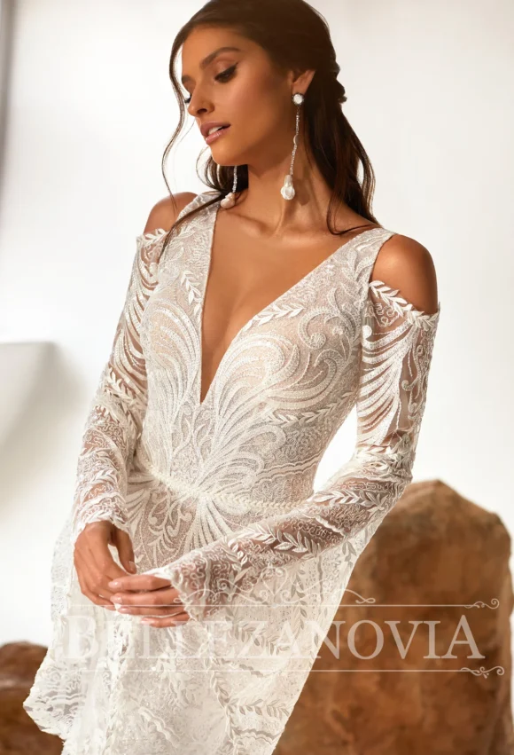 Shining mermaid dress with long sleeves