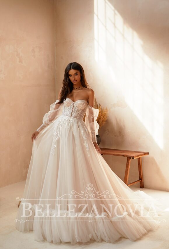 A-line Vintage Wedding Dress with Long Sleeves