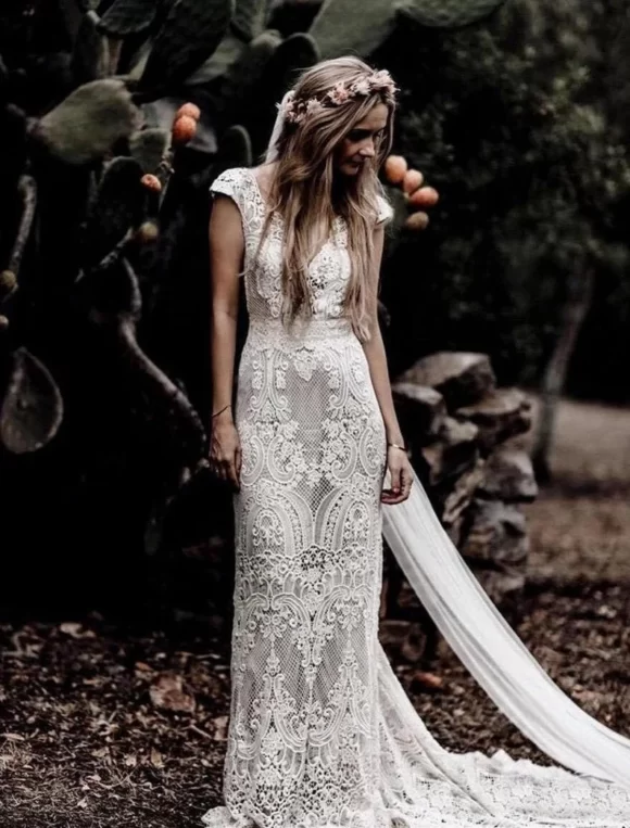 Rustic boho wedding dress