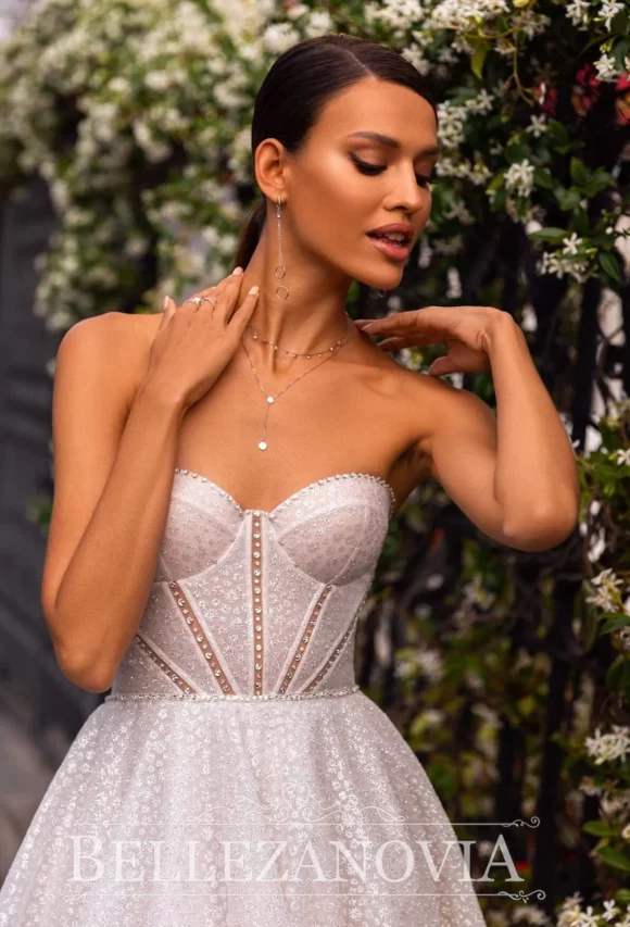 Glittery A-line Boho Wedding Dress