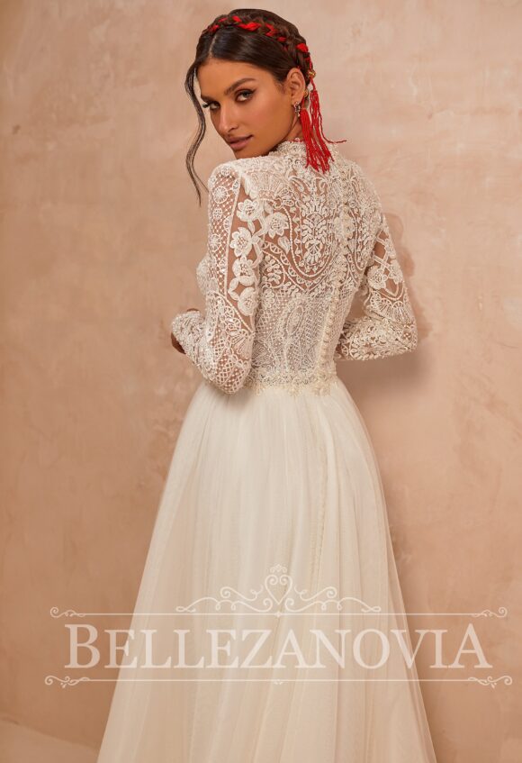 Boho wedding dress with long sleeves