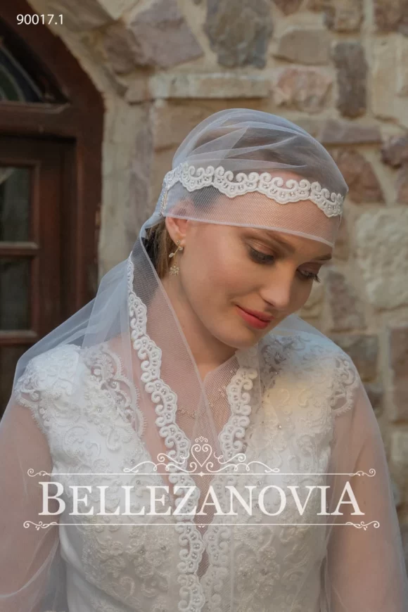 Luxury Veil Juliet cap with lace