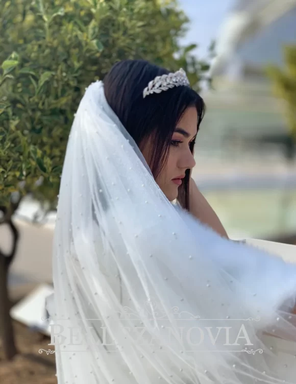 Glitter and pearls Bridal Veil 2 tier
