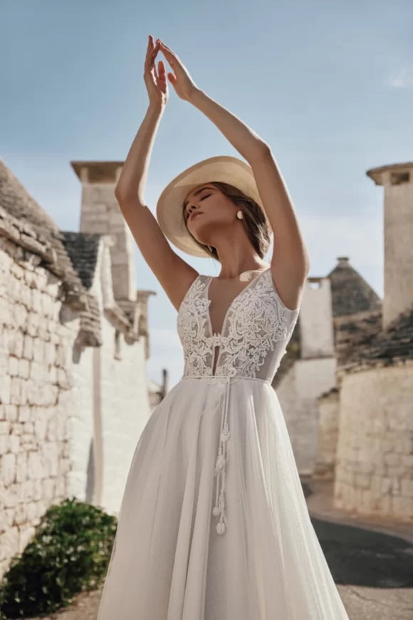 Detachable Sleeve Boho Wedding Dress