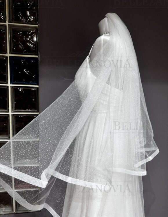 Glitter Bridal Veil, Sparkly Wedding Veil, Shimmer Veil, Cathedral Wedding Veil, Wedding Veil, Long Sparkling Veil, Minimalist Glitter Veil